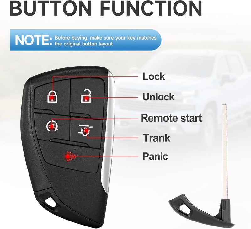 LYFUCESS Smart Key Fob Replacement Remote Fits for GMC Yukon Chevy Tahoe Suburban 2021 2022 2023 2024 Proximity Keyless Entry Remote Control 433Mhz YG0G21TB2 13541559 - Image 5